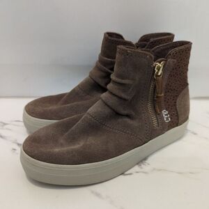Sperry Top Sider Brown Suede Girl's Floral Eyelet Crest Zone Booties Youth 1 32